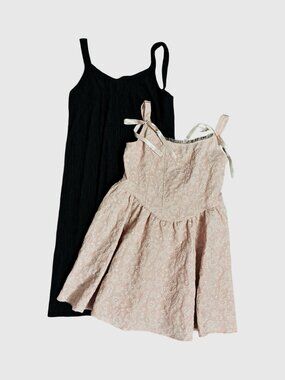 Sz.2X*Bundle of (2) Dresses--Black Column Dress, Pink Sundress